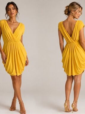 Sunshine V-Neck Gathered Midi Dress